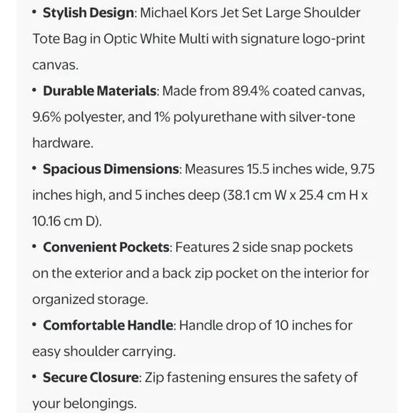 Michael Kors Jet Set Travel Large Navy White Purse NWOT - Picture 9 of 10